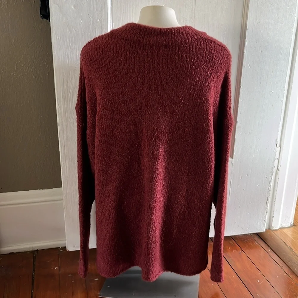 Urban Outfitters Rosie Oversized Chunky V-Neck Sweater Burgundy Wine Red Medium - Picture 4 of 13